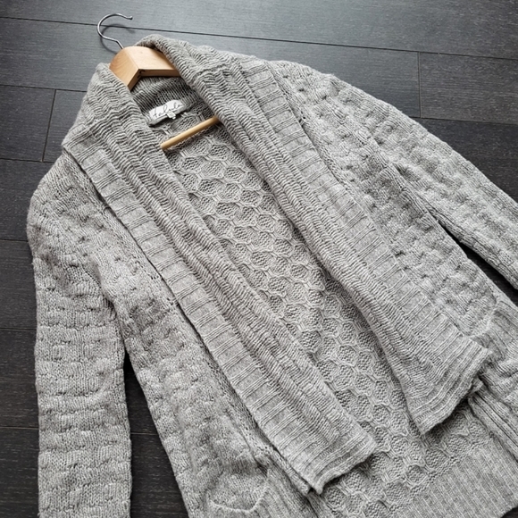 Aritzia Talula  Greenpoint Open Front Pocket Knit Cashmere Lambswool Cardigan - Picture 3 of 16